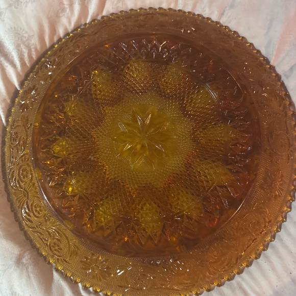 Vintage INDIANA Amber Glass Hobnail Deviled Egg 11.25" Plate Eggs Dish - Picture 3 of 3